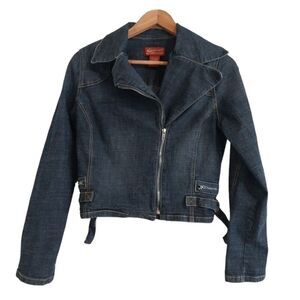 Women's jean jacket S-Marque jeans coat size medium zip up